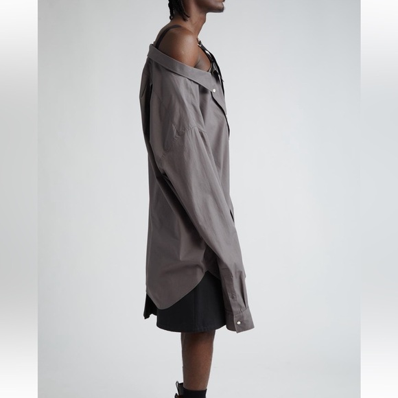 NWT TAKAHIROMIYASHITA TheSoloist. Asymmetric One-Shoulder Button Front Shirt - Picture 3 of 10